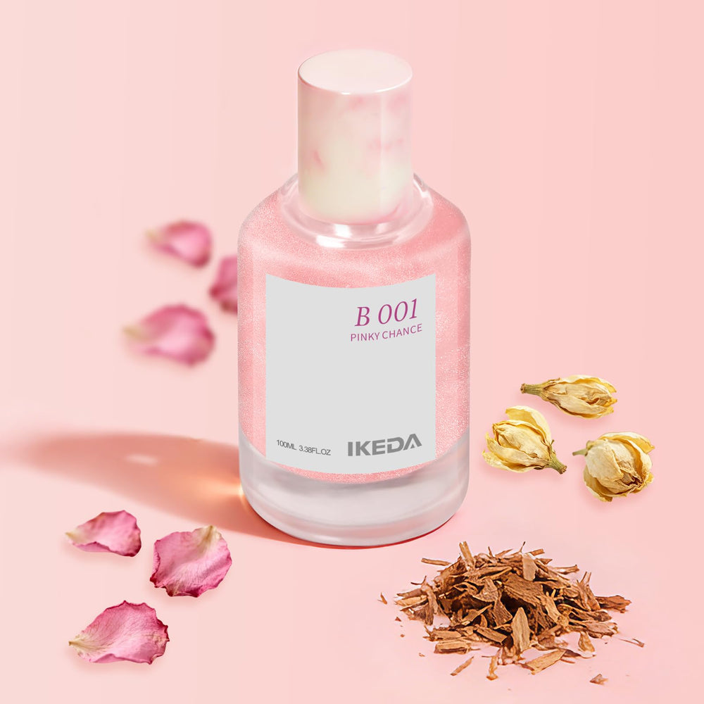 Ikeda style-life Eau de Parfum bottle 100 ml shown on vanity, refined daily fragrance.