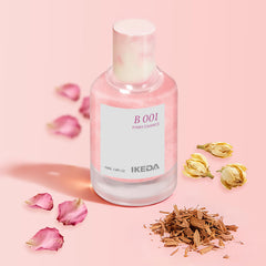 Ikeda style-life Eau de Parfum bottle 100 ml shown on vanity, refined daily fragrance.