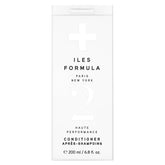 ILES FORMULA conditioner bottle pour demonstrates easy application and weightless moisture.