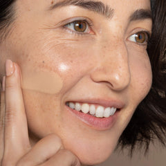 ILIA buildable coverage swirl showing customizable daytime to evening wear.