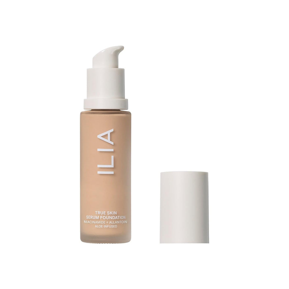 ILIA true skin serum foundation bottle with weightless, skin-friendly formula.