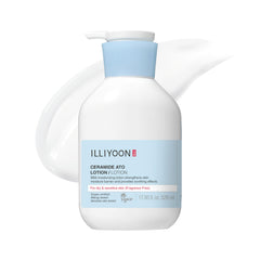 Illiyoon Ceramide Ato Lotion bottle front view showing moisturizing, soothing care.