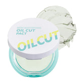I'M MEME Compact Oil Cut Pact closeup shows sebum-absorbing matte finish.