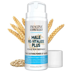 Imagine Dermatology Male Re-Vitalize PLUS bottle for soothing penile skin