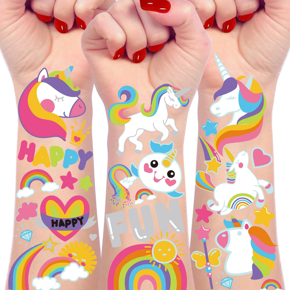 Imarisha 118pcs unicorn tattoos on four sheets, ideal party favors