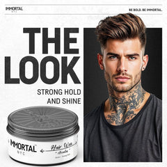 Immortal NYC Aventus wax texture demonstrating strong hold for styled looks