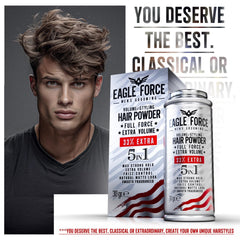 Immortal NYC Eagle Force powder highlights hair-volume for lift and texture.