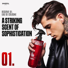 Immortal NYC Reserve 01 spray action for easy post-shave application