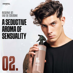 Reserve 02 bottle top highlighting premium cap design for grooming rituals.