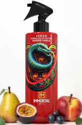 Immortal NYC Reserve Venom aftershave bottle with lemon and bergamot for a refreshing scent.