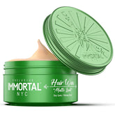 Immortal NYC Matte Look Hair Wax packaging and texture showing strong natural hold