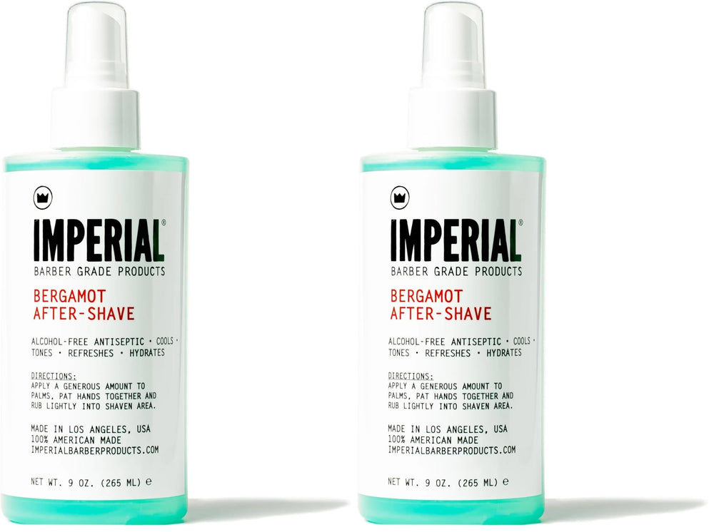 Imperial Bergamot after-shave bottle, 9 oz, alcohol-free for post-shave refresh.