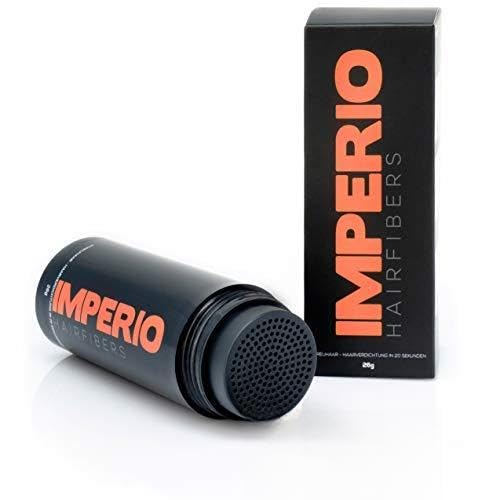 Imperio Hair Building Fibers 26g tube close-up showing natural-looking texture for coverage