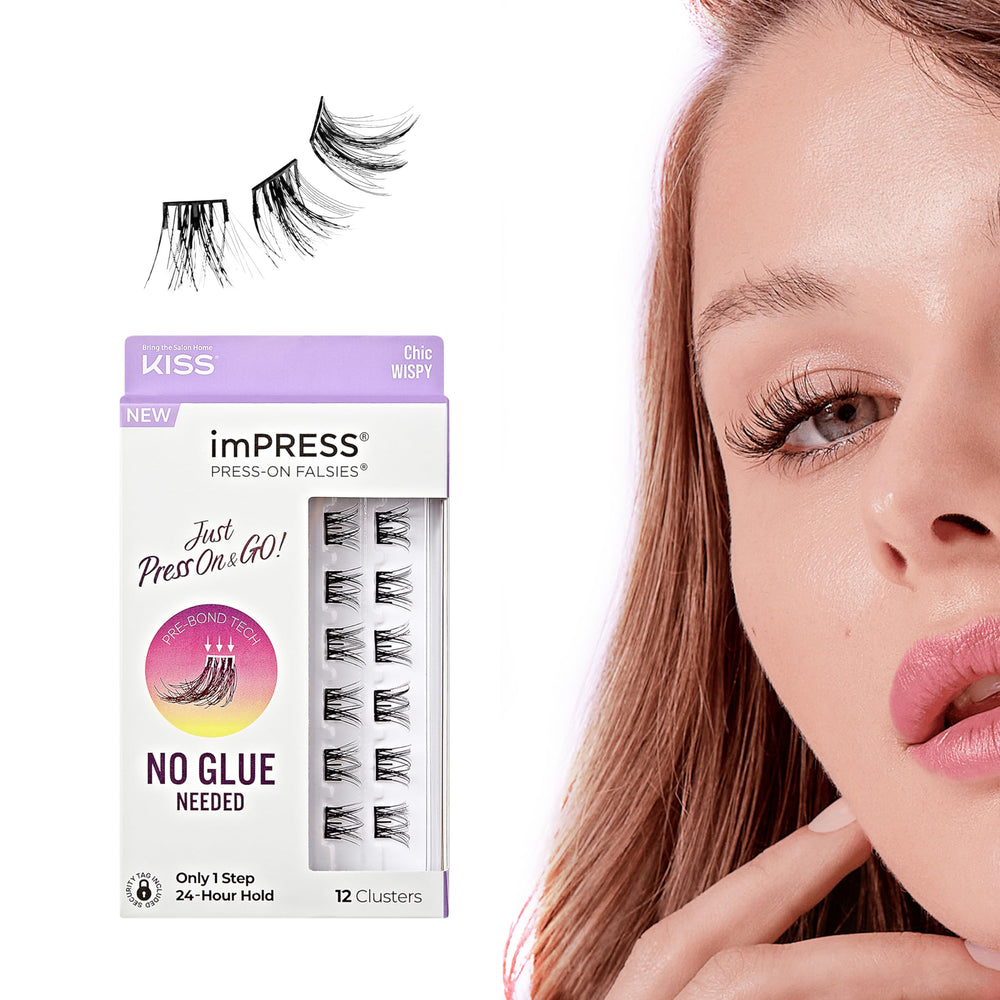 imPRESS Falsies press-on lashes with invisible band for quick, mess-free glam.