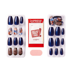imPRESS Indigo Autumn lace motif nails deliver stylish detail with easy, mess-free application.