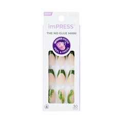 imPRESS No Glue Mani ballerina nails in neutral green coffin shape offering secure fit