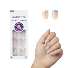 imPRESS Snooze blue French nails for an easy, no-glue home manicure.