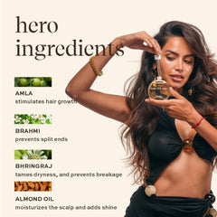 Inde Wild Champi oil on scalp delivering moisture and shine