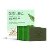 INDIAN SECRETS Scrub Soap dual-texture bar for daily cleansing and gentle exfoliation.