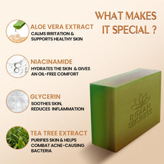INDIAN SECRETS Scrub Soap smooth side shown for gentle daily cleansing.