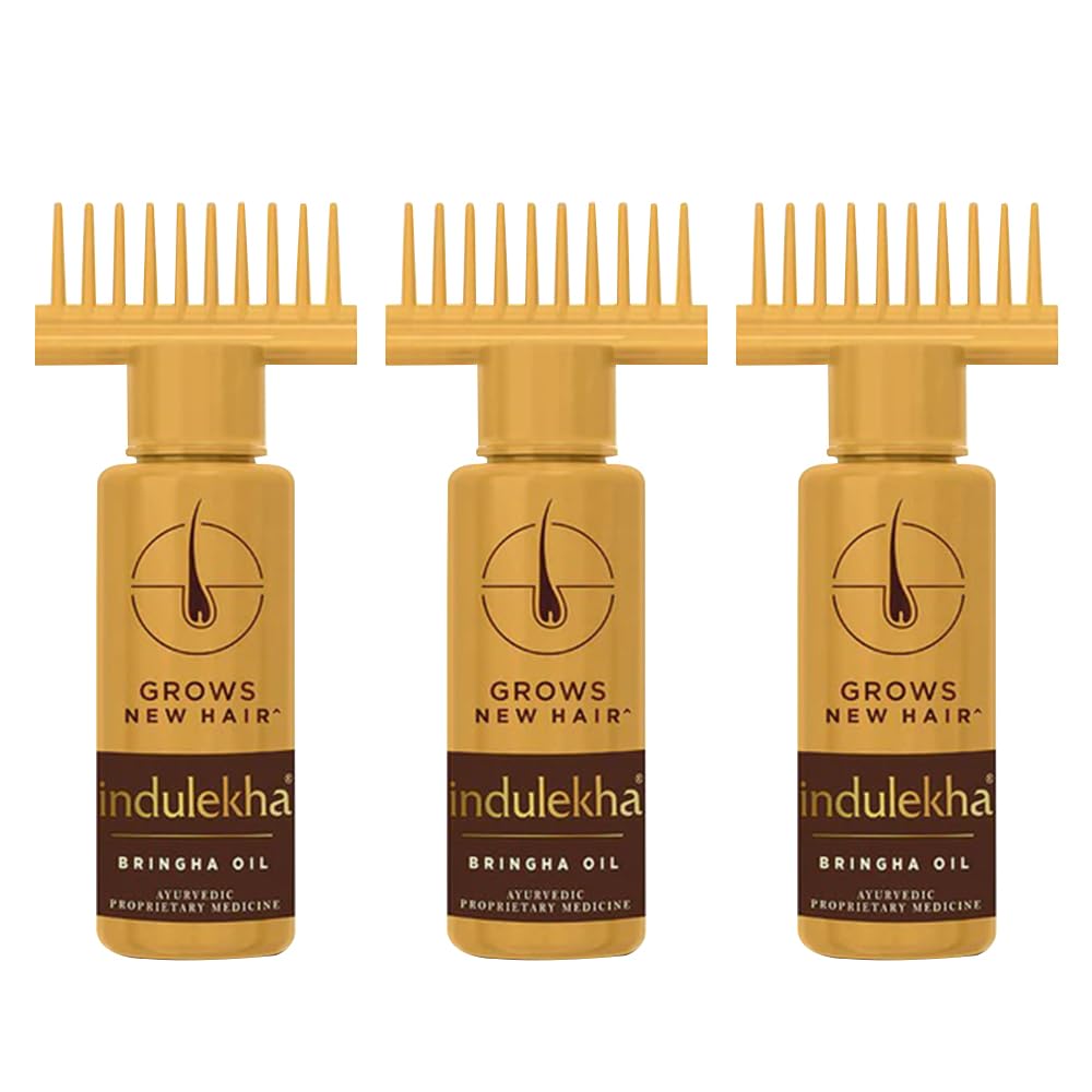 INDULEKHA Bringha oil selfie bottle for targeted scalp care and application