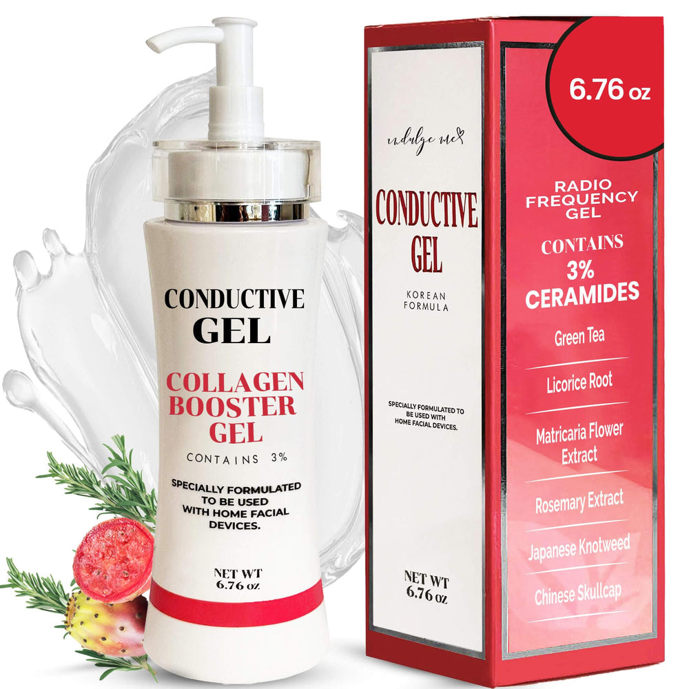IndulgeMe conductive gel bottle flow enhances glide for at-home device sessions.