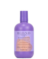 Inebrya Blondesse No-Orange Shampoo bottle showing blue toning for brunette color neutralization