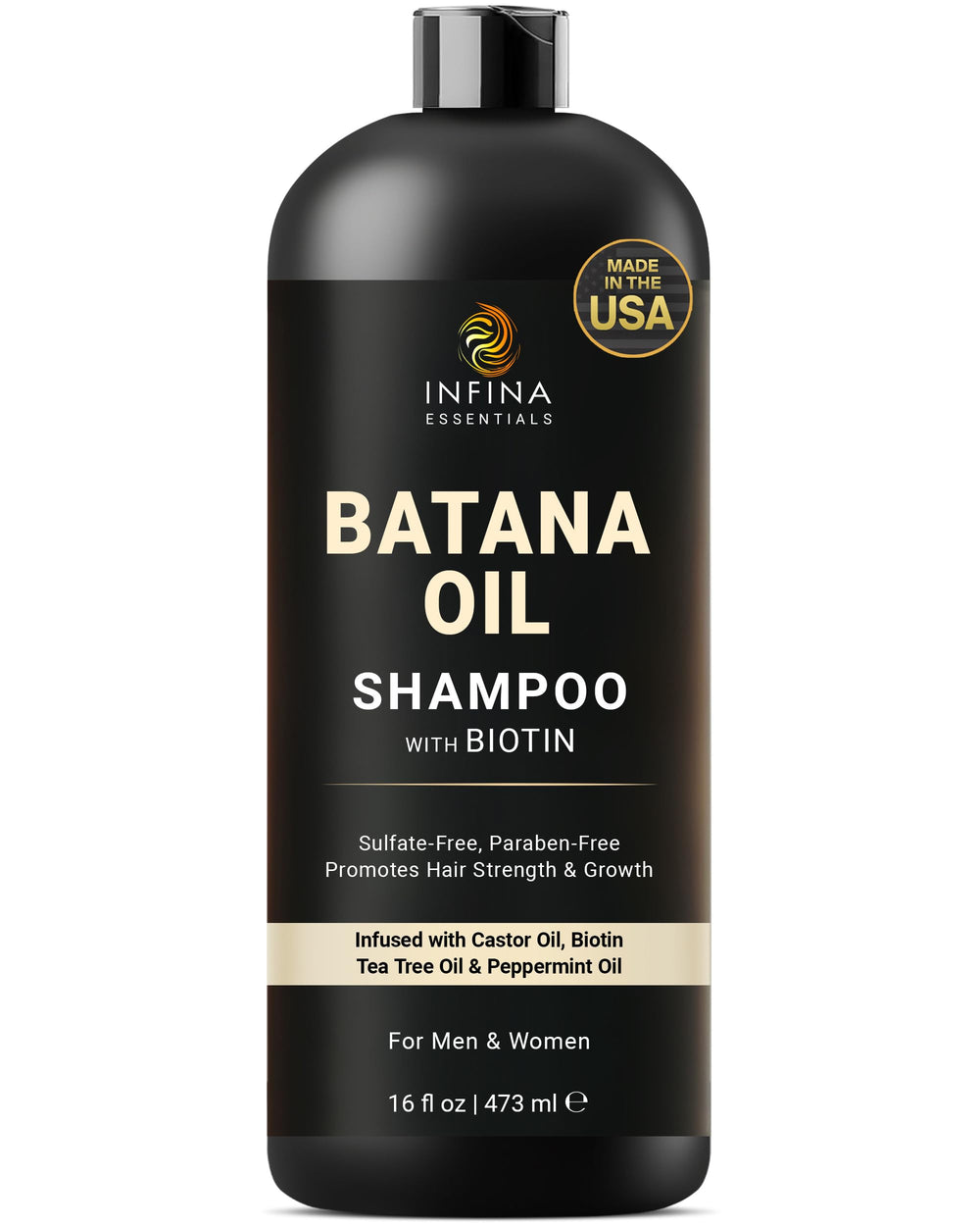 INFINA ESSENTIALS Batana Oil Shampoo bottle for a nourishing scalp care routine