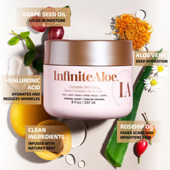 InfiniteAloe Complete Skin Care body jar providing full-body moisture for dry areas