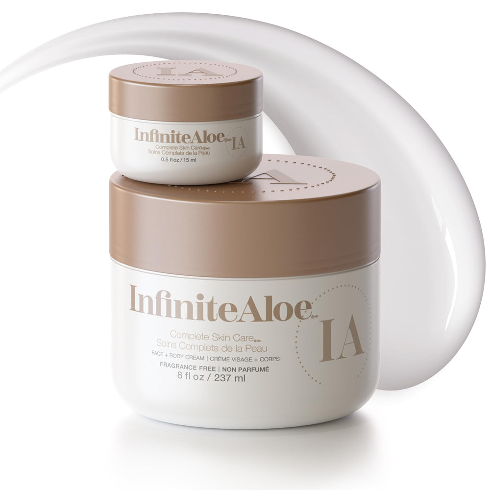 InfiniteAloe Complete Skin Care bottle close-up for daily hydration
