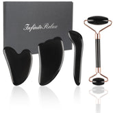 InfiniteRelax natural jade roller for facial relaxation and improved skin tone.