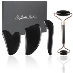 InfiniteRelax natural jade roller for facial relaxation and improved skin tone.