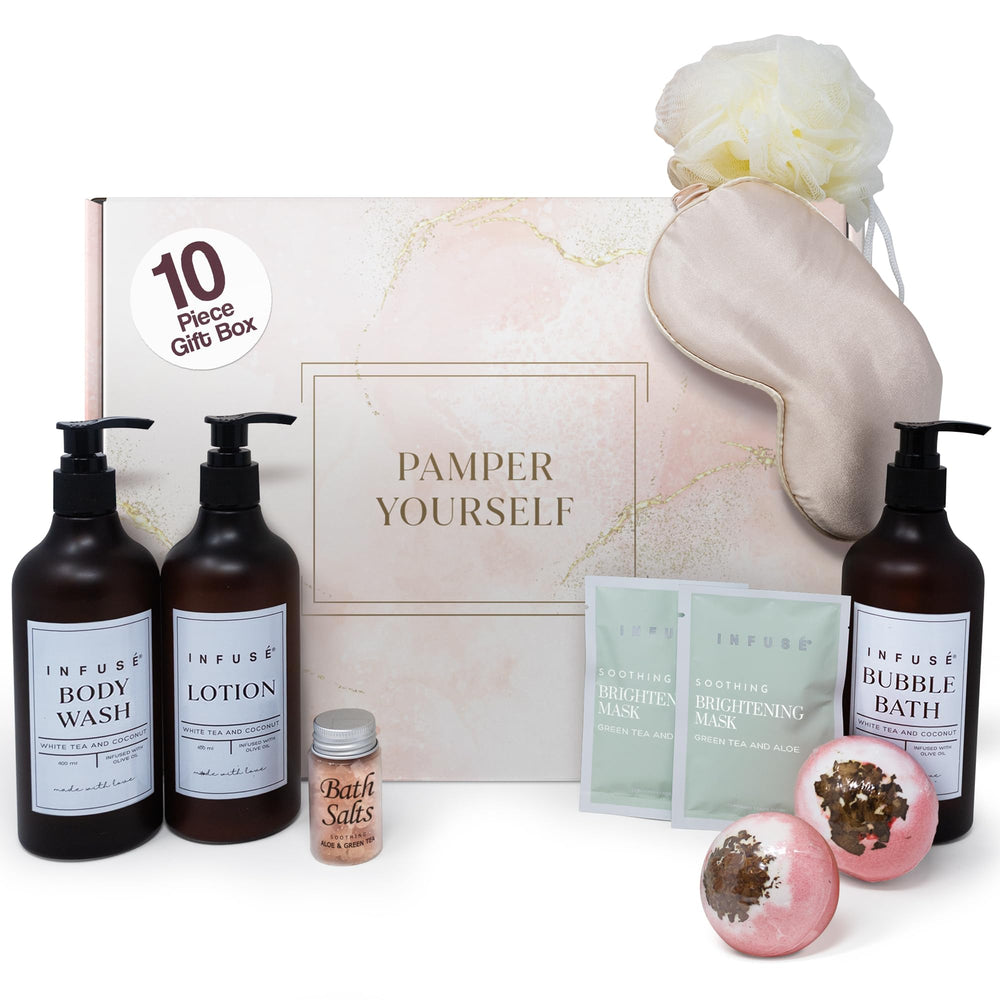 INFUSÉ spa gift box eye mask enhances nighttime relaxation and pampering.