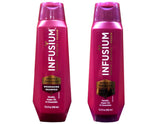 Infusium Moisturize & Replenish shampoo bottle shows hydrating wash.