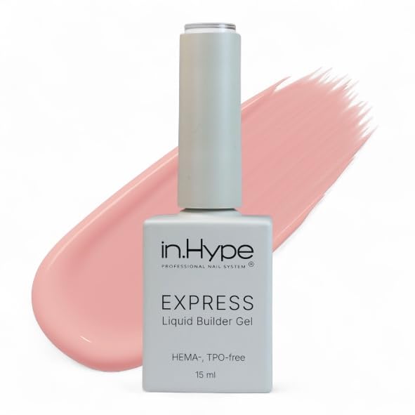 IN.HYPE Express Structure Gel bottle shows precise application and durable natural nails.