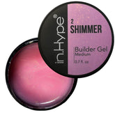 IN.HYPE Sculpting Hard Builder Gel Luminesce Pink 2 bottle with subtle glitter for refined nails.