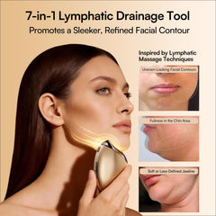 INIA micro-current facial contouring demonstrates lifted results.