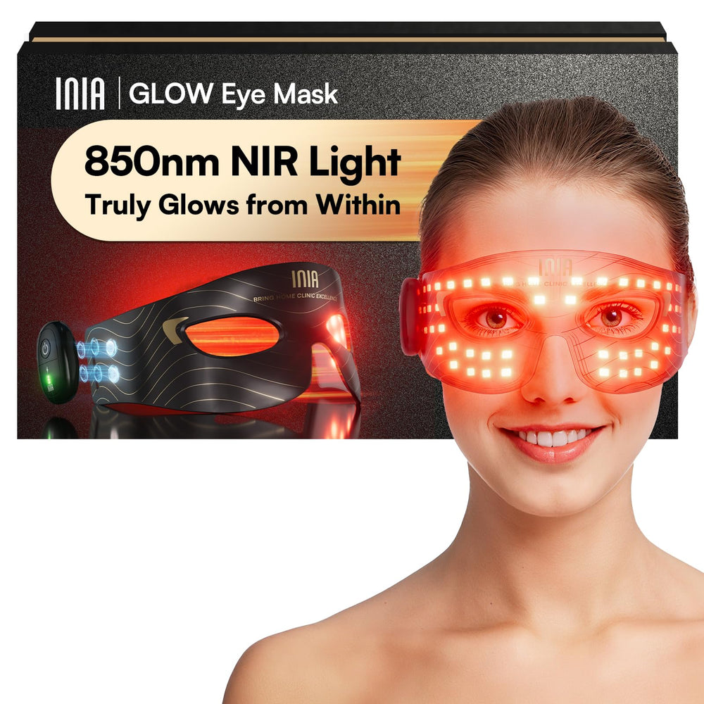 INIA red light therapy eye mask focused on under-eye area for smoother skin