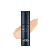 INIKA Organic full-coverage foundation in nude bottle shows creamy buildable coverage