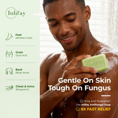 Inlifay antifungal soap with tea tree oil for cleansing and refreshment.