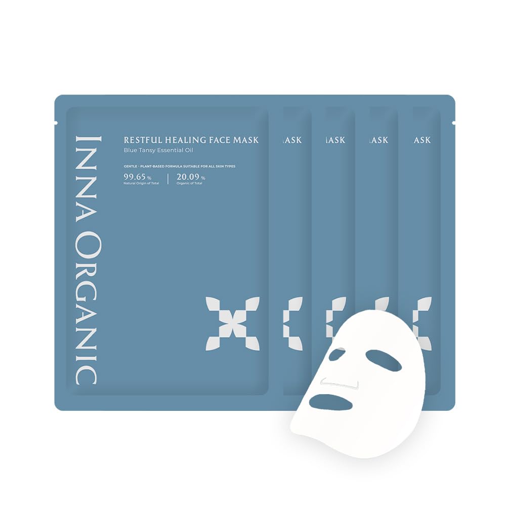 INNA ORGANIC Sleep Well Glow sheet mask pack scene, hydrating and soothing for nighttime routines