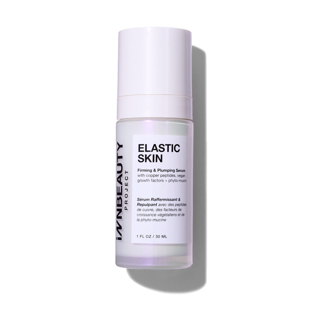 Innbeauty Project Elastic Skin Serum bottle on counter, ready for daily firming application.