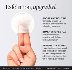 Innbeauty Project Skin Prep Exfoliating Pad packaging closeup highlights 45 pads for a month of exfoliation