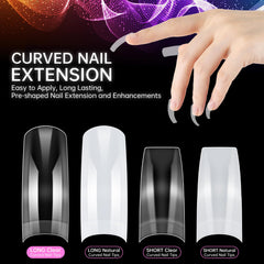 INENK Clear Nail Tips on a hand for DIY nail art and salon use.