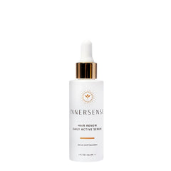 INNERSENSE Hair Renew Daily Serum bottle for soothing scalp hydration.