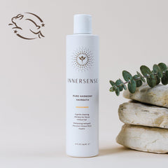 INNERSENSE Hairbath Shampoo ingredients close-up featuring quinoa and shea butter