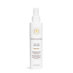 INNERSENSE Organic Hair Prep Spray bottle closeup highlighting priming for fuller body.