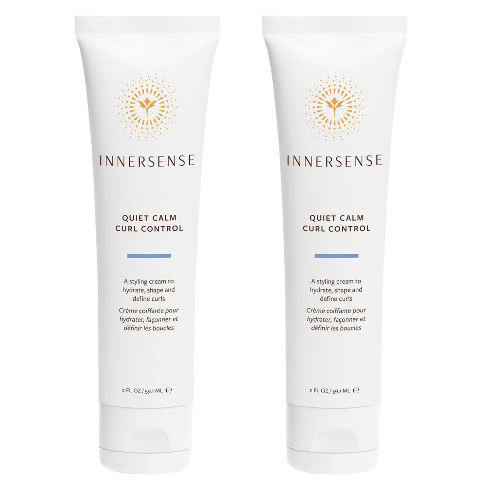 INNERSENSE Quiet Calm Curl Control bottle showing creamy, hydrating formula for defined curls.