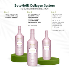 INOAR BotoHair Keratin and Collagen infusion highlights strengthening for frizz-prone hair.