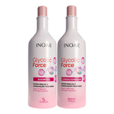 INOAR Glycolic Force bundle shampoo bottle cleanses deeply and hydrates hair.